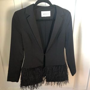 Black Blazer with Feathers